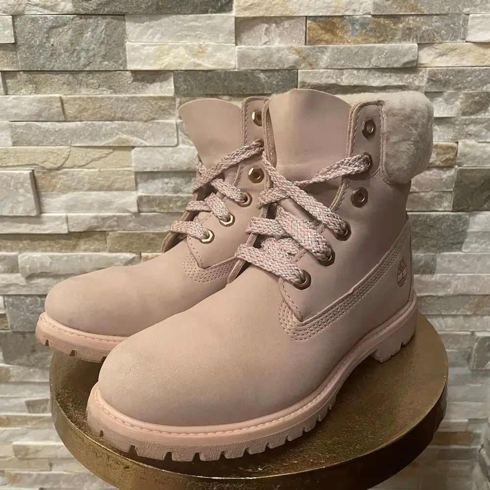 Timberland A2322 Cameo Rose Shearling Boots | Real Sheepskin, Pink Leather, 8 - Picture 10 of 10